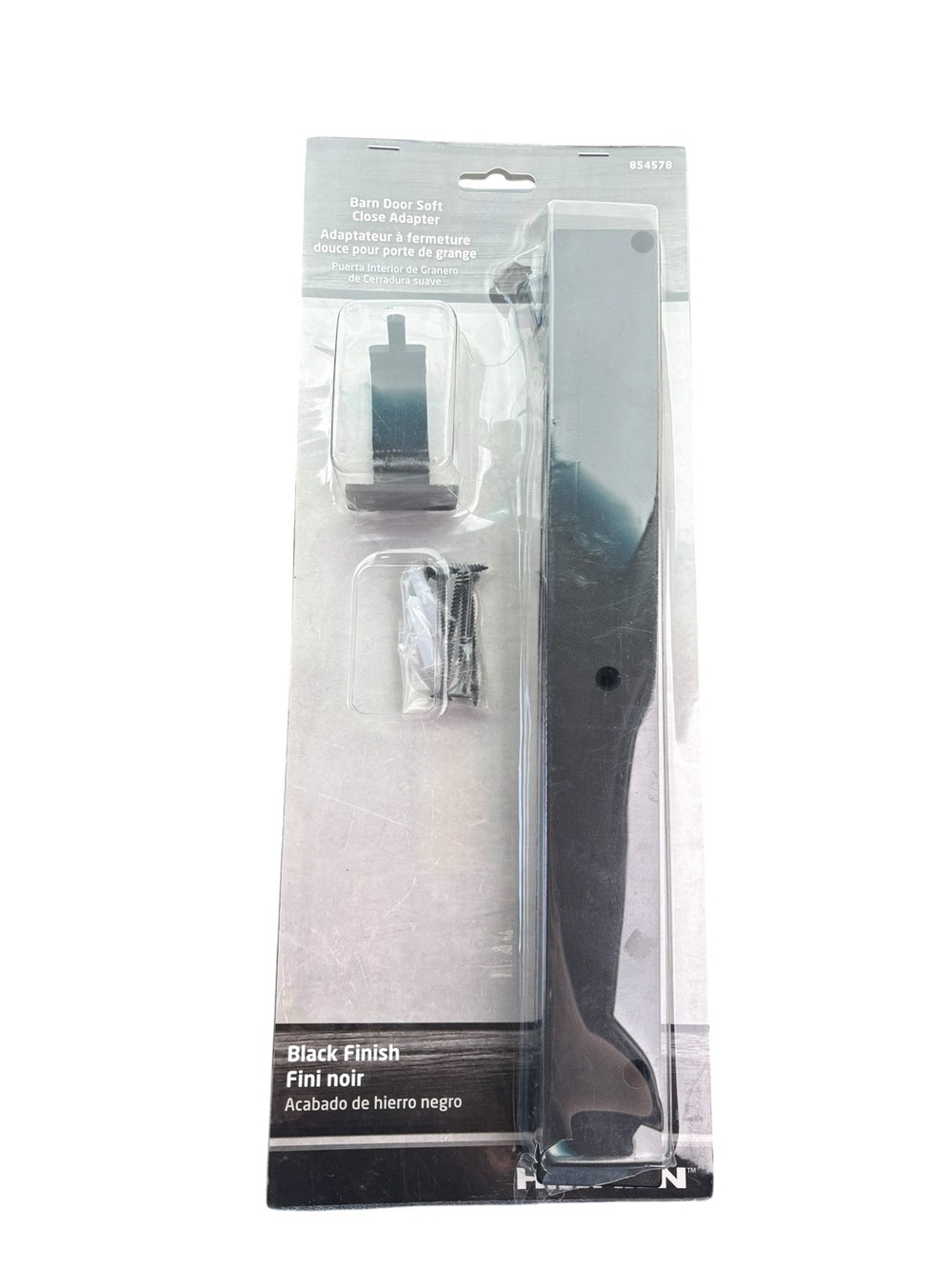 NEW - Hillman Barn Door Soft Close Adapter Black Finish Hardware Kit #854578